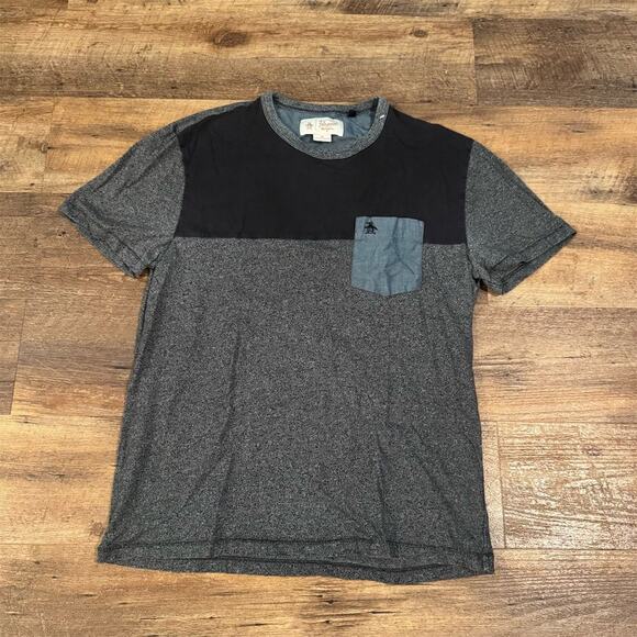 Original Penguin by Munsingwear Men's Gray Black Colorblock Pocket T-Shirt M - Picture 1 of 7